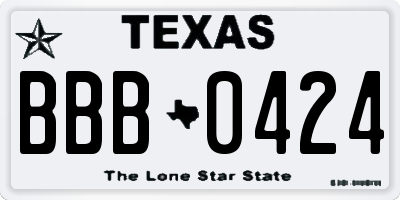 TX license plate BBB0424