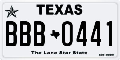 TX license plate BBB0441