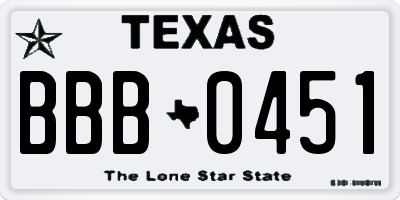 TX license plate BBB0451
