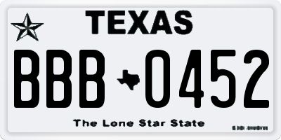 TX license plate BBB0452