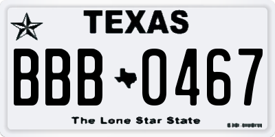 TX license plate BBB0467