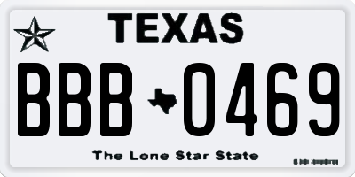 TX license plate BBB0469