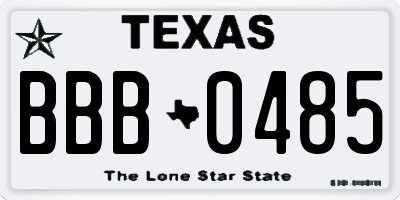 TX license plate BBB0485
