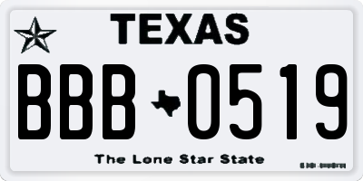TX license plate BBB0519