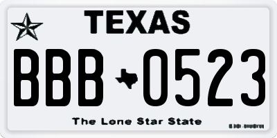 TX license plate BBB0523