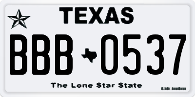 TX license plate BBB0537