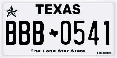 TX license plate BBB0541