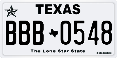 TX license plate BBB0548