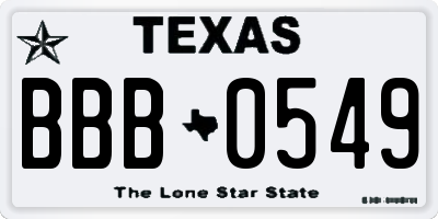 TX license plate BBB0549