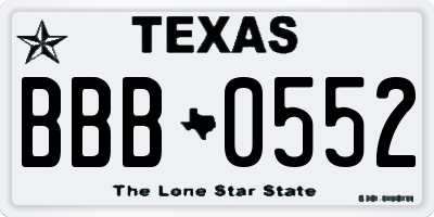TX license plate BBB0552