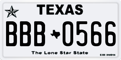 TX license plate BBB0566