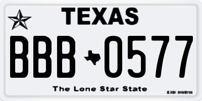 TX license plate BBB0577
