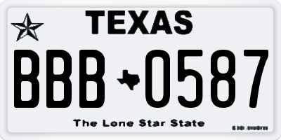 TX license plate BBB0587