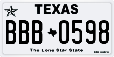 TX license plate BBB0598
