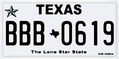 TX license plate BBB0619