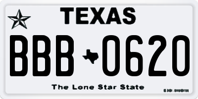 TX license plate BBB0620