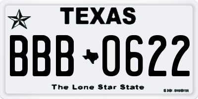 TX license plate BBB0622