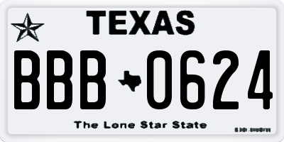 TX license plate BBB0624