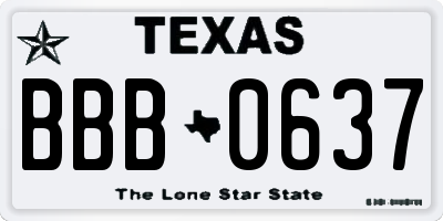 TX license plate BBB0637