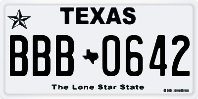 TX license plate BBB0642