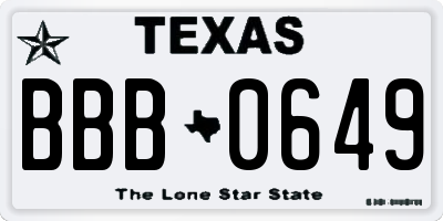 TX license plate BBB0649