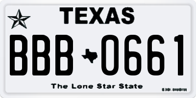 TX license plate BBB0661