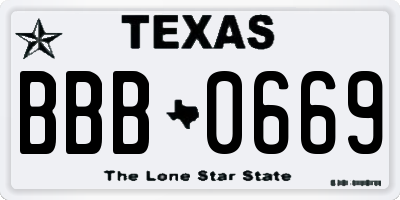 TX license plate BBB0669