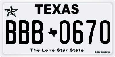 TX license plate BBB0670