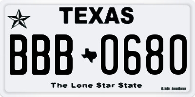 TX license plate BBB0680
