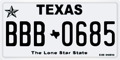 TX license plate BBB0685