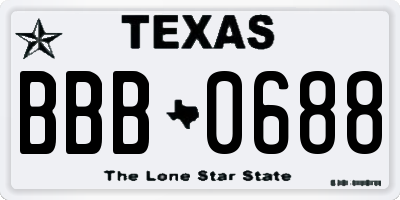 TX license plate BBB0688