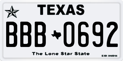TX license plate BBB0692