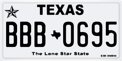 TX license plate BBB0695
