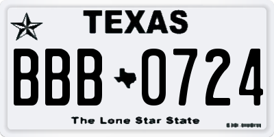 TX license plate BBB0724
