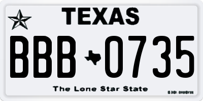 TX license plate BBB0735