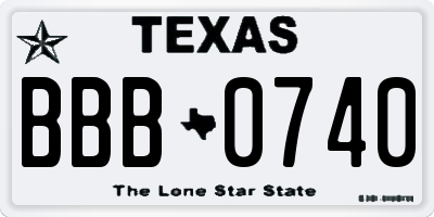 TX license plate BBB0740