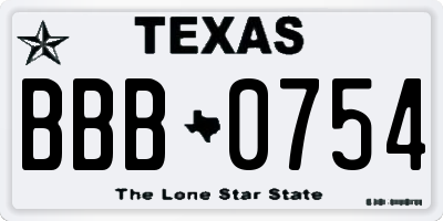 TX license plate BBB0754