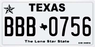 TX license plate BBB0756
