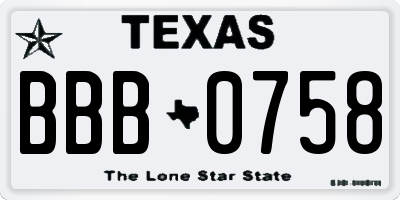 TX license plate BBB0758
