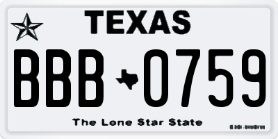 TX license plate BBB0759