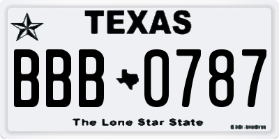 TX license plate BBB0787