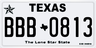 TX license plate BBB0813