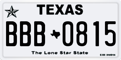 TX license plate BBB0815
