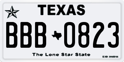 TX license plate BBB0823