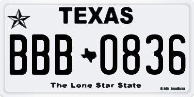 TX license plate BBB0836