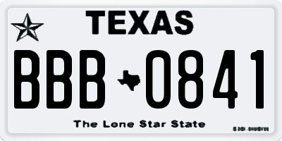TX license plate BBB0841