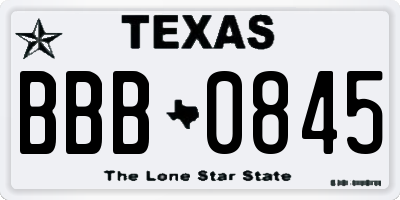 TX license plate BBB0845