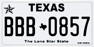 TX license plate BBB0857