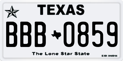 TX license plate BBB0859
