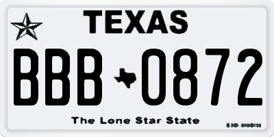 TX license plate BBB0872